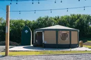 Side angle of yurt