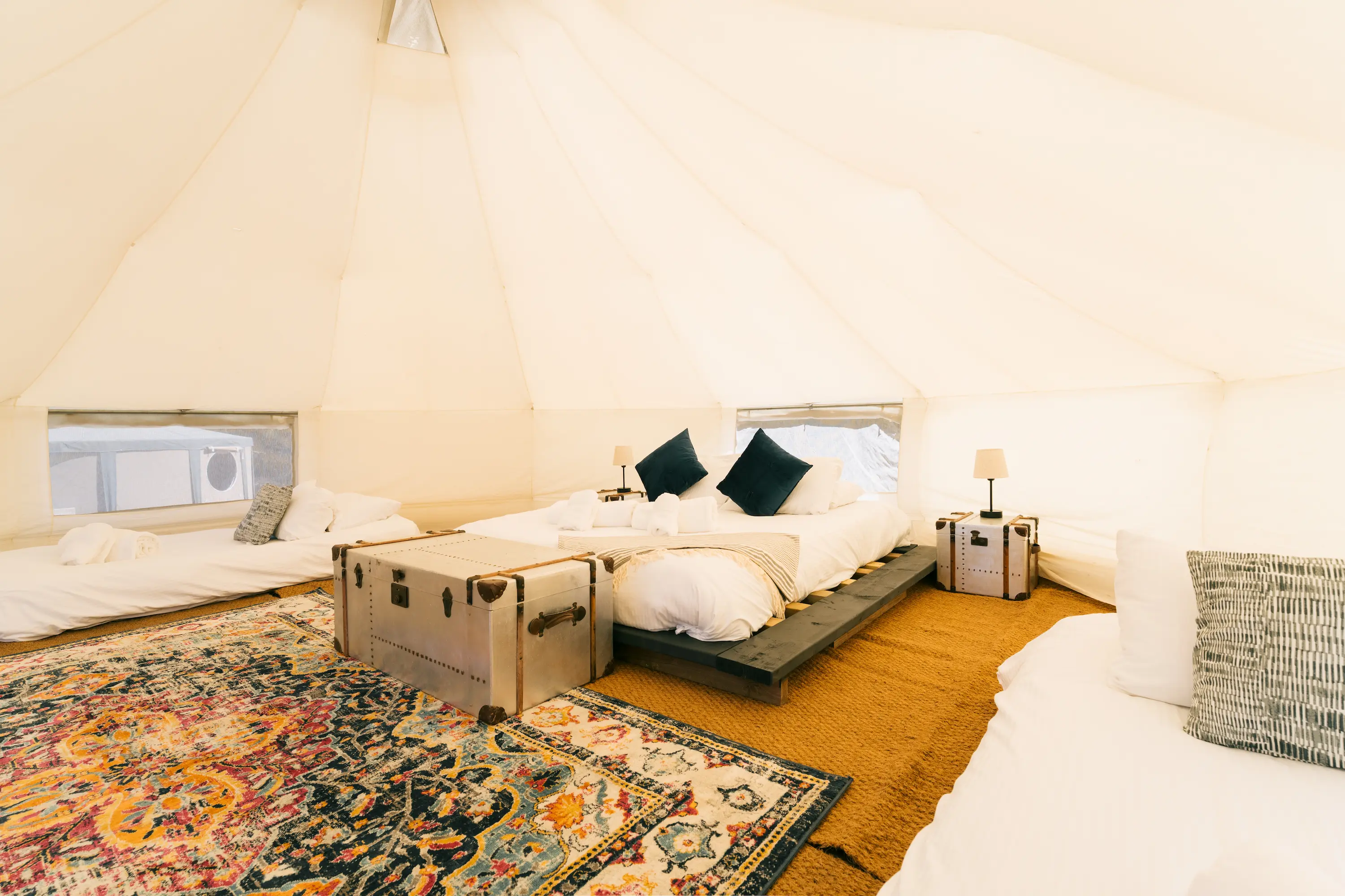 Inside the glamping bell tent 