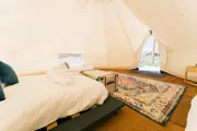 A photo of inside the bell tent 