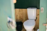 A photo of the toilets in the glamping bell tent area