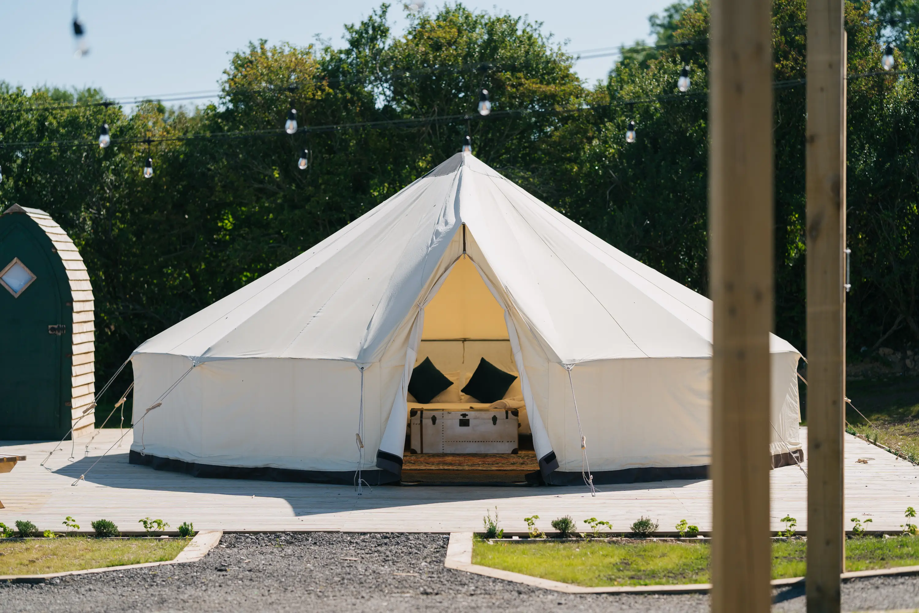 A photo of the bell tent from the outside