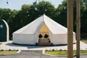 A photo of the bell tent from the outside
