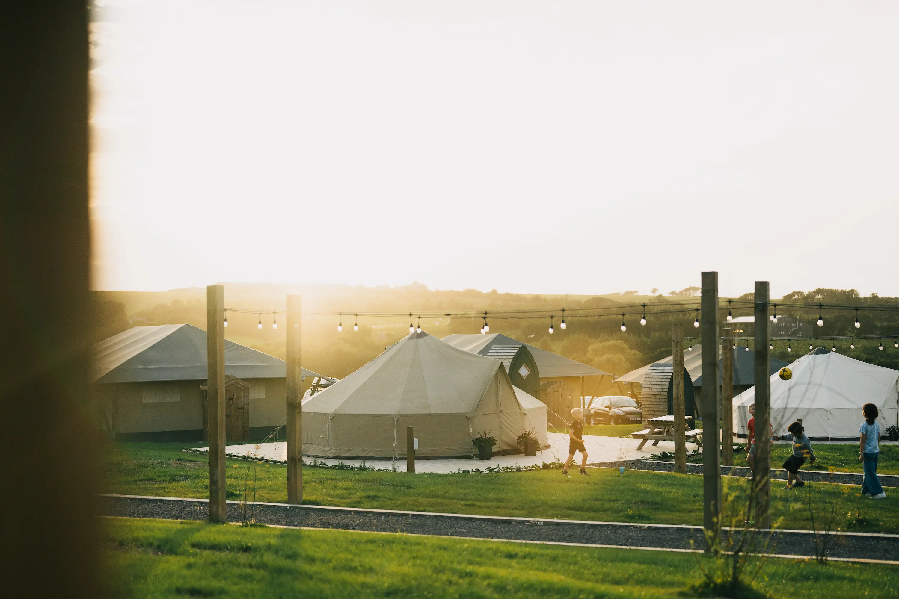 Overview of the bell tents at Camel Creek